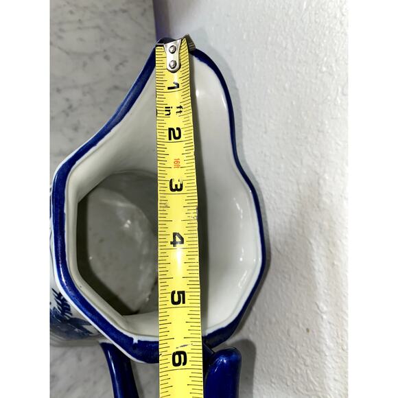 Blue Whit Floral Ceramic Pitcher Vase Beautiful Home Decor - Picture 2 of 8